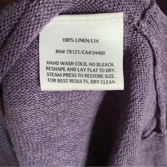 🌿 Eileen Fisher Linen 100% purple Knit Sweater S/P - Picture 8 of 8